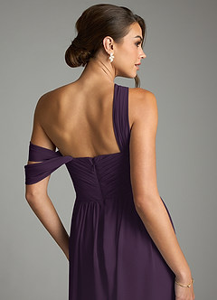 Azazie Kassandra 신부 들러리 드레스 A라인 오프 더 숄더 쉬폰 바닥 길이 드레스 image7