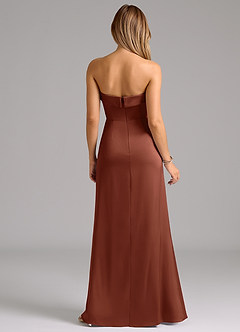 Azazie Aretha Bridesmaid Dresses Clay A-Line Strapless Stretch Satin Convertible Dress image7