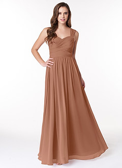 Azazie Zapheira Bridesmaid Dresses Bronzer A-Line Ruched Chiffon Dress image1