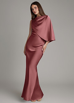 Azazie Darby Abiti da Damigella Abito Sirena in Raso Elasticizzato Plissettato Ametista image1