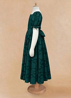 Azazie Joss Flower Girl Dresses Pine A-Line with Sleeves Floral Burnout Dress image6