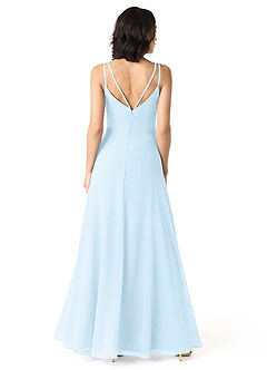 Azazie Janine Bridesmaid Dresses Sky Blue A-Line V-Neck Chiffon Dress image4