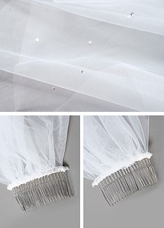 front Juniper Rhinestones Waltz Length Veil With Blusher