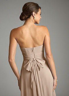 Azazie Tamira Bridesmaid Dresses Taupe A-Line Pleated Chiffon Convertible Dress image5