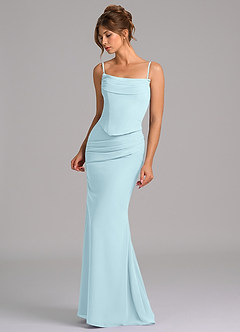 Azazie Sorrel Robes de demoiselle d'honneur Robe Sirène en Mousseline de soie Corset Bleu Nuage image6