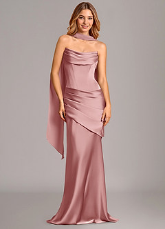 Azazie Pelagia Suknie dla druhen Syrena Gorset Satyna elastyczna Do ziemi Sukienka image2