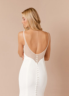 Azazie Sharen Robes de mariée Robe Sirène en Crêpe Élastique Blanc De Diamant image8