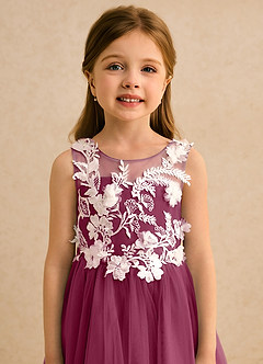 Azazie Mixie vestidos de niña de las flores Vestido de Mora de Encaje de Corte Princesa image7