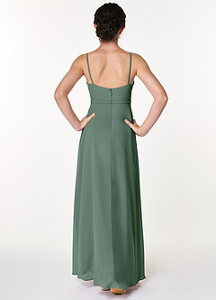 Azazie Naeem Junior Eucalyptus A-Line Ruched Chiffon Dress image2