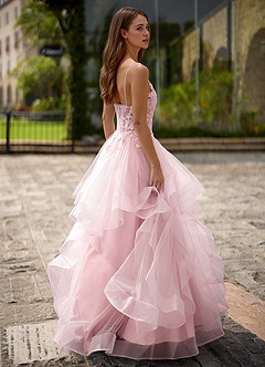 Spitze Pink Sheer Lace Prom Dress image5