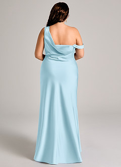Azazie Madelyn Bridesmaid Dresses Sky Blue Mermaid One Shoulder Stretch Satin Convertible Dress image16