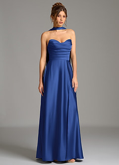 Azazie Ayla Suknie dla druhen Linia A Gorset Satyna elastyczna Do ziemi Sukienka image4