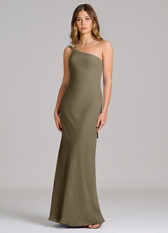 Azazie Monroe Suknie dla druhen Osłona Jedno ramię Szyfon Do ziemi Sukienka image1