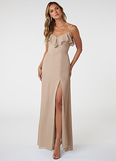 Azazie Natalia Vestidos de madrinha de casamento Vestido Cinza de Chiffon de Linha A image1