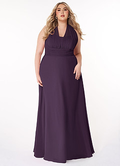 Azazie Fifi Bridesmaid Dresses Plum A-Line Strapless Chiffon Convertible Dress image12