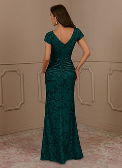 Azazie Roya Mother of the Bride Dresses Pine Mermaid Ruched Floral Burnout Dress image4