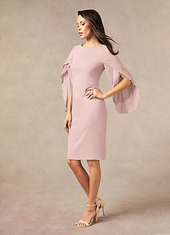 Azazie Carter Mother of the Bride Dresses Dusty Rose Sheath Ruched Stretch Chiffon Dress image5