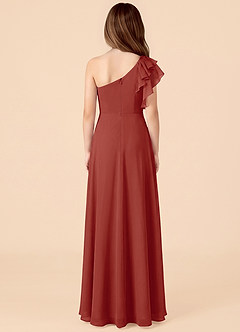 Azazie Arabella Junior Terracotta A-Line Ruched Chiffon Dress image2