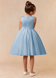 Azazie Coco Flower Girl Dresses Powder Blue A-Line Bow Matte Satin Dress image4
