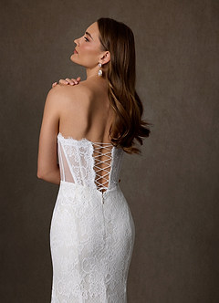 Azazie Issa Vestidos de novia Vestido de Diamante Blanco de Encaje de Corte Recto con Sin tirantes image11