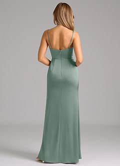 Azazie Aimee Robes de demoiselle d'honneur Robe Trapèze en Satin extensible Décolleté en cœur Sauge D'argent image2