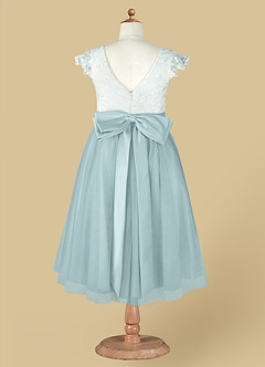 Azazie Vetty Flower Girl Dresses Ivory Mist A-Line Lace Tulle Dress image13