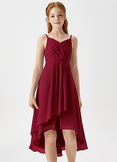 Azazie Mariam Junior Agave A-Line Pleated Chiffon Dress image5