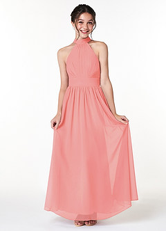 Azazie Iman Junior Linia A Pofałdowany Szyfon Długość podłogi Młodsza druhna Sukienka image1