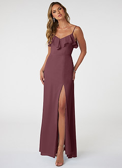 Azazie Natalia Bridesmaid Dresses Sangria A-Line Chiffon Dress image1
