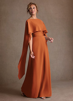 Azazie Marilla Mère de la mariée Robes Robe Trapèze en Mousseline de soie Plissée Cannelle image2