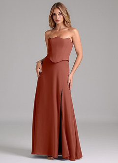 Azazie Jenilyn Bridesmaid Dresses Auburn A-Line Strapless Chiffon Dress image3