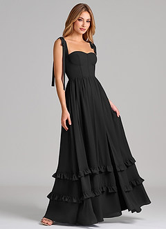 Azazie Anastacia 신부 들러리 드레스 A라인 스윗하트 네크라인 쉬폰 바닥 길이 드레스 image4