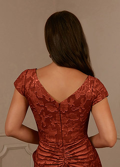 Azazie Roya Mother of the Bride Dresses Auburn Mermaid Ruched Floral Burnout Dress image6