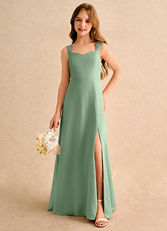 Azazie Makani Girls Formal Flower Girl Dresses Matcha A-Line Sweetheart Neckline Chiffon Dress image5