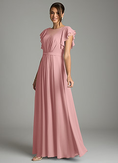 Azazie Daphne Modest Bridesmaid Dresses A-Line Ruffled Chiffon Floor-Length Dress image3