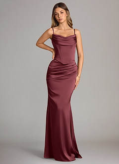 Azazie Sorrel Bridesmaid Dresses Merlot Mermaid Strapless Stretch Satin Convertible Dress image6
