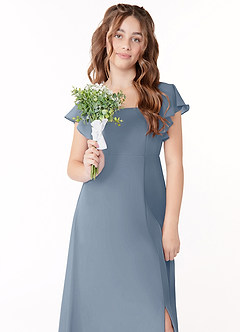 Azazie Bondi Junior Twilight A-Line Bow Chiffon Dress image4