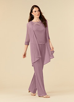 Azazie Frances Mother of the Bride Dresses Dusty Rose Jumpsuit/Pantsuit Scoop Mesh Dress image3
