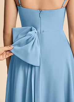 Azazie Bear Junior Steel Blue A-Line Pleated Chiffon Dress image8