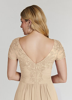 Azazie Thais Mother of the Bride Dresses Champagne A-Line Lace Chiffon Dress image6
