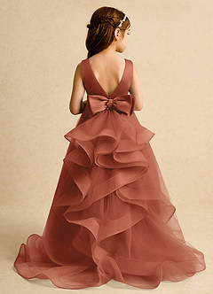 Azazie Lior Abiti da Ragazza di Fiori Abito Principessa in Tulle Plissettato Auburn image8