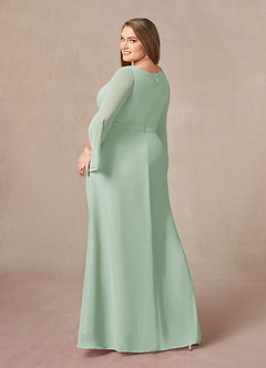 Azazie Belinda Mother of the Bride Dresses Agave A-Line V-Neck Pleated Chiffon Dress image9