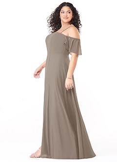 Azazie Sue Vestidos de damas de honor Vestido de Gris Pardo de Gasa de Corte en A Convertible con Vestidos sin tirantes image9
