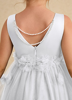 Azazie Lux Flower Girl Dresses White A-Line Beaded Tulle Dress image6