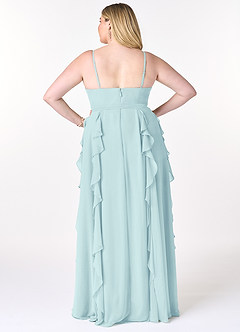 Azazie Peyton Bridesmaid Dresses Sea Glass A-Line Ruched Chiffon Dress image8