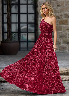 Opulent Burgundy Velvet Sequins Prom Dress image5