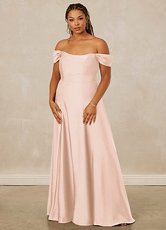 Christian Siriano Bridal for Azazie 1002 Bridesmaid Dresses Blushing Pink A-Line Off the Shoulder Stretch Satin Convertible Dress image11