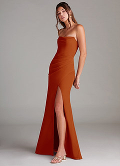 Azazie Leonis Bridesmaid Dresses Paprika Sheath Strapless Chiffon Convertible Dress image3