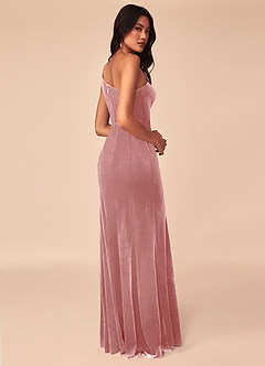 Azazie Kala Bridesmaid Dresses Dusty Rose A-Line One Shoulder Velvet Dress image4