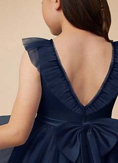 Azazie Dolly Flower Girl Dresses Dark Navy A-Line Bow Tulle Dress image5